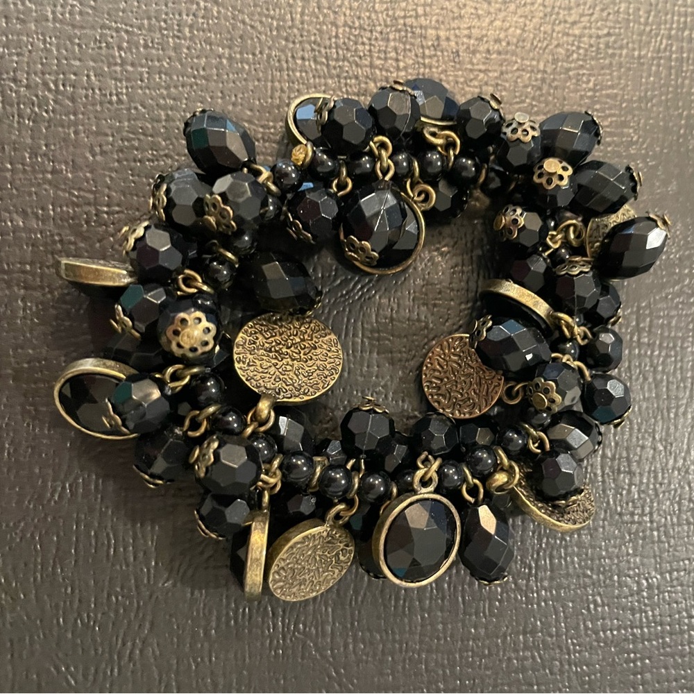 Premier Designs Black & Brushed Gold bracelet.